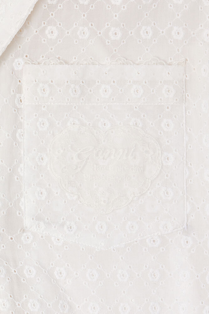 Shirt in White Broderie Anglaise, Bright White