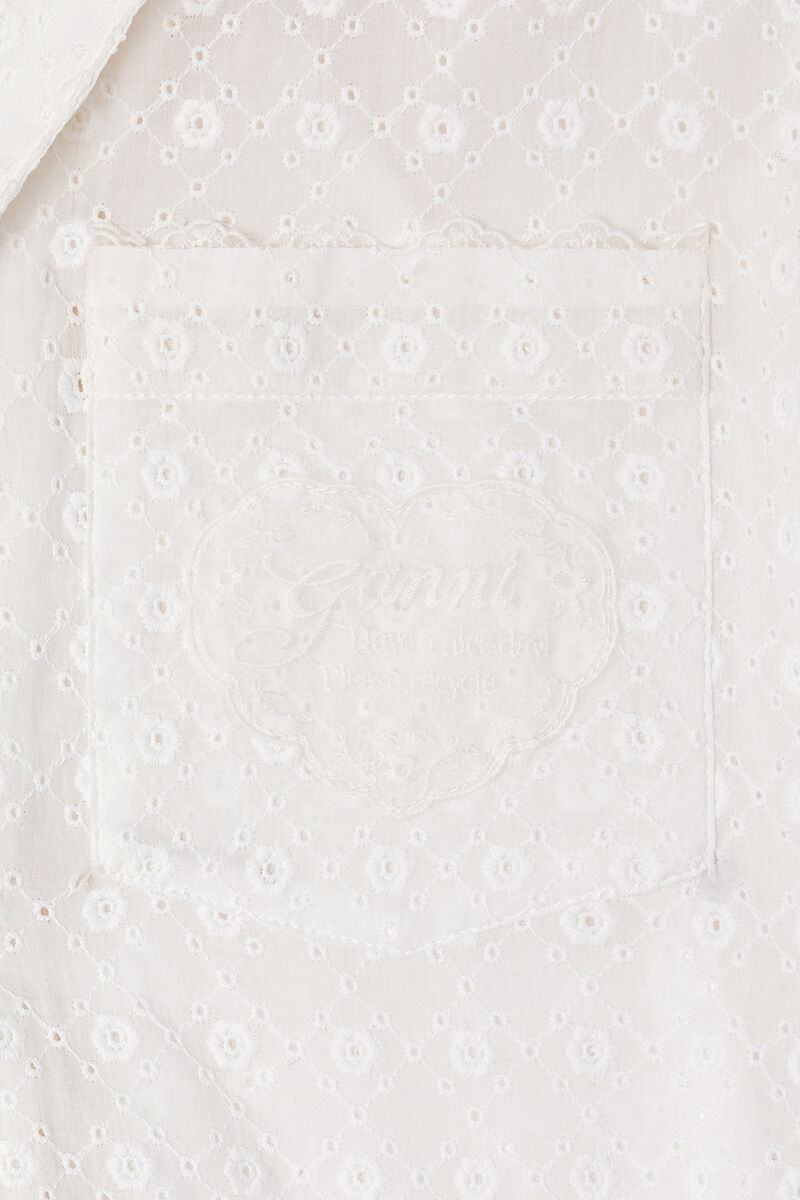 ホワイトブロデリーアングレーズ シャツ, Organic Cotton, in colour Bright White - 2 - GANNI