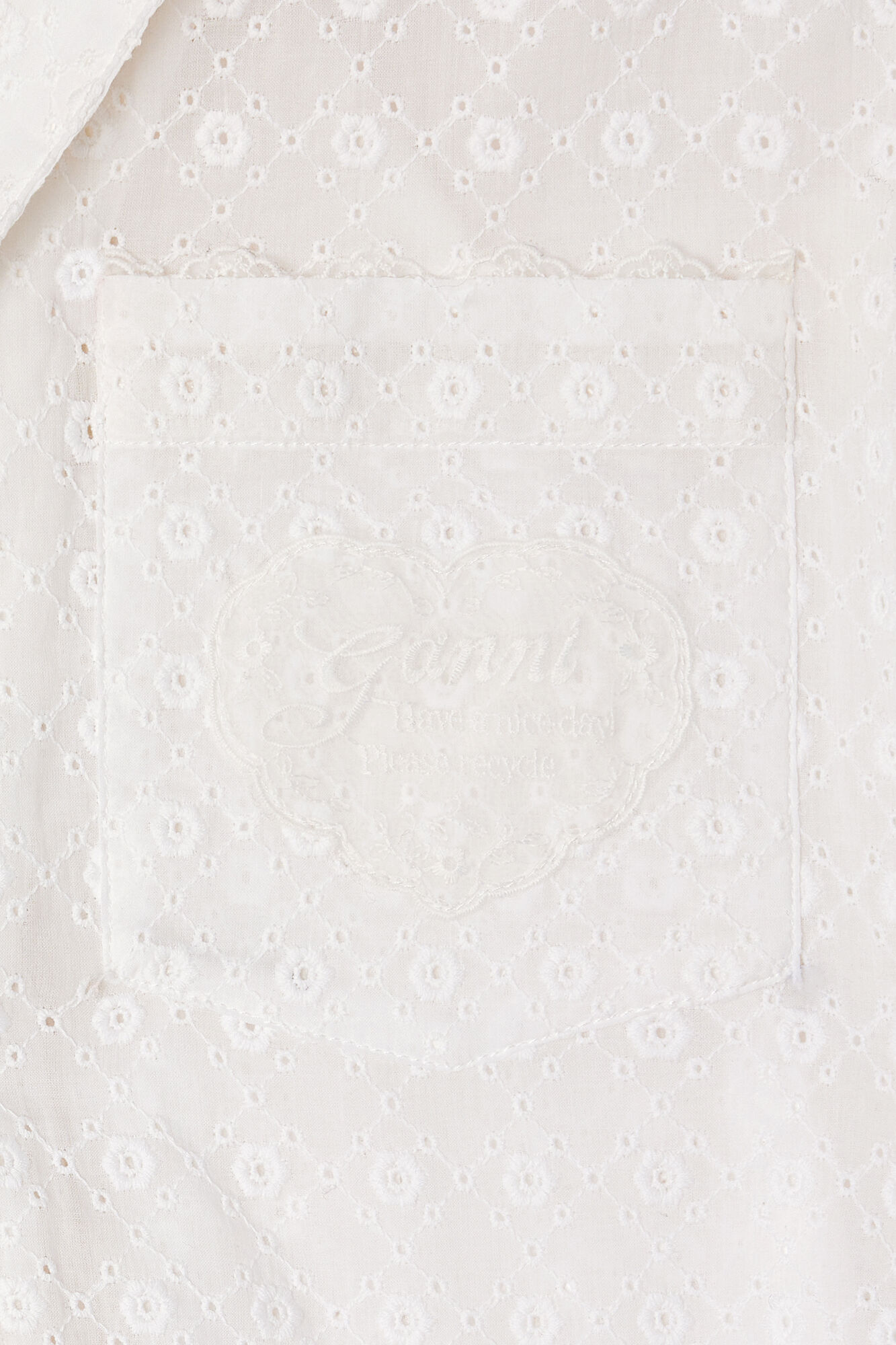 ホワイトブロデリーアングレーズ シャツ, Organic Cotton, in colour Bright White - 2 - GANNI