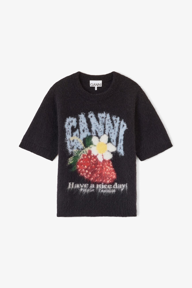 T-shirt in Brushed Alpaca, Black