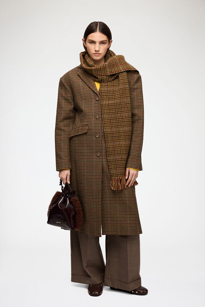 Coat in Check Twill, Multicolour
