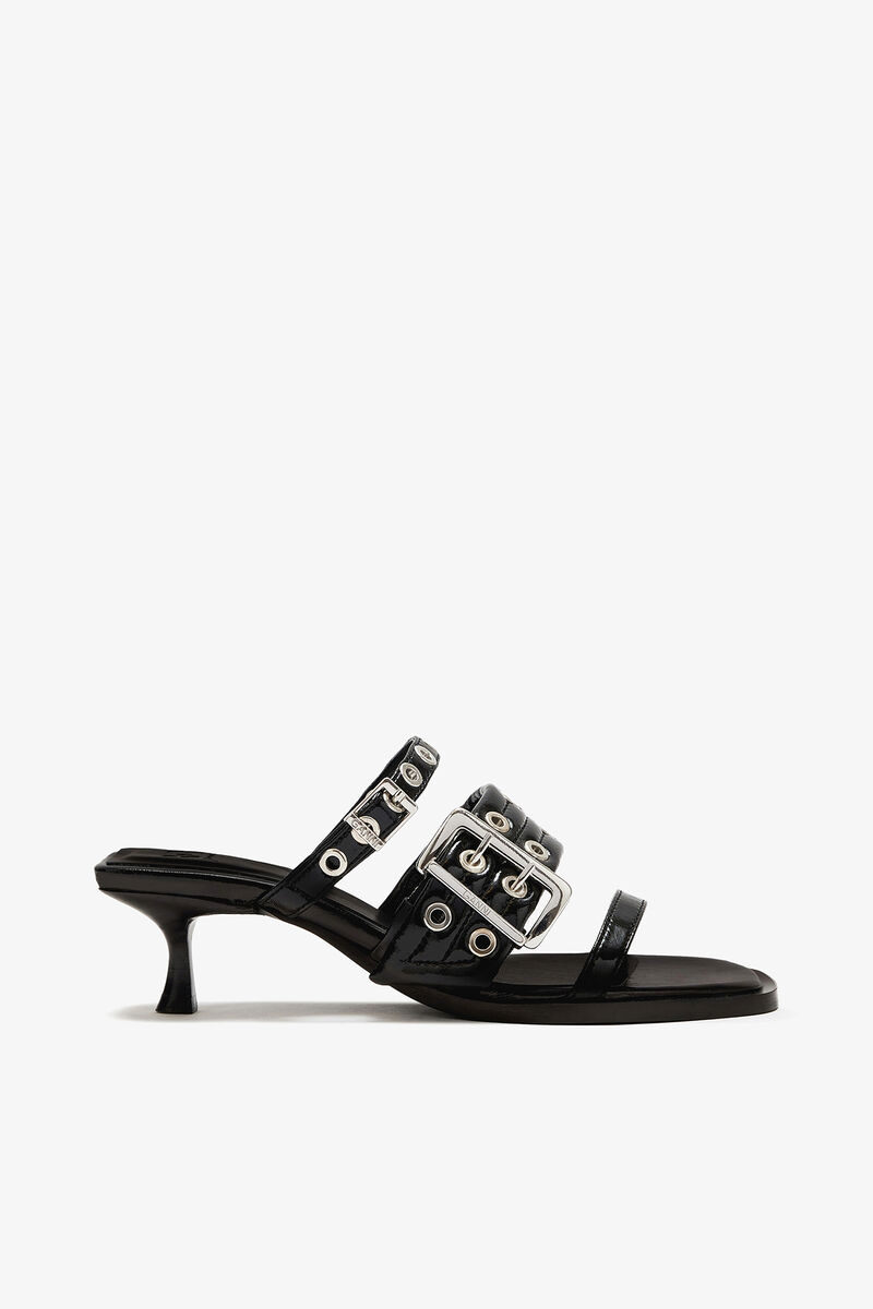 Buckle Strap Mule in Black, Polyurethane, in colour Black - 1 - GANNI