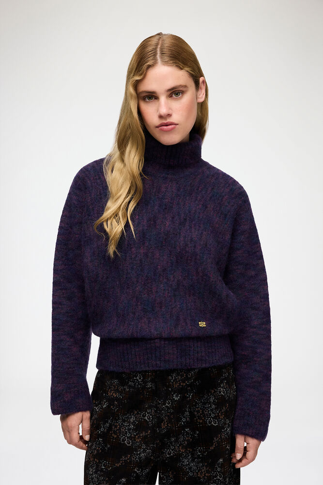 Rollkragenpullover aus gebürstetem Mohair, Bright Violet