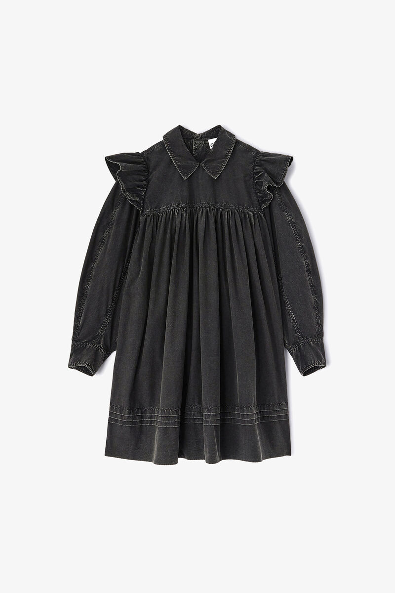 Black Washed Mini Shirt Dress, Organic Cotton, in colour Black - 1 - GANNI