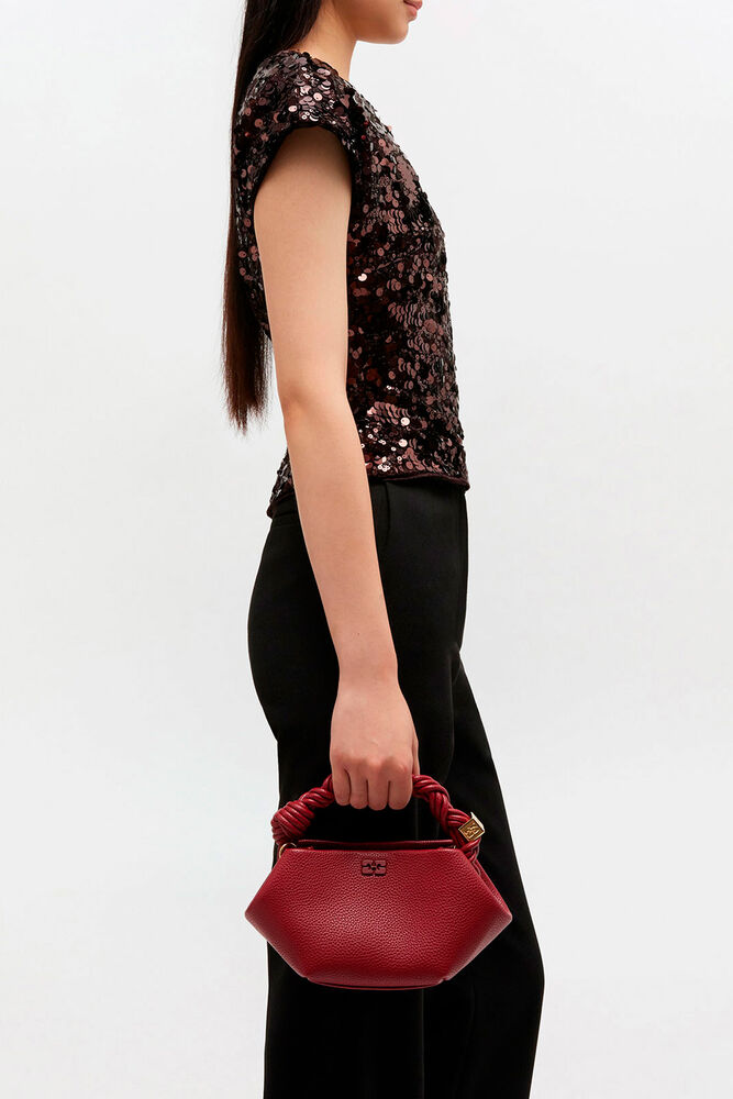 Mini Bou Bag in Grained Red, Red Dahlia