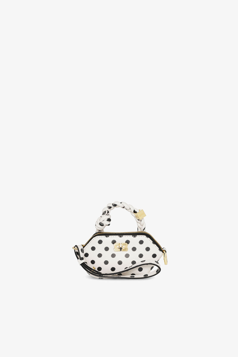 Polka-Dot Nano Bou Bag, Recycled Leather, in colour Egret - 1 - GANNI