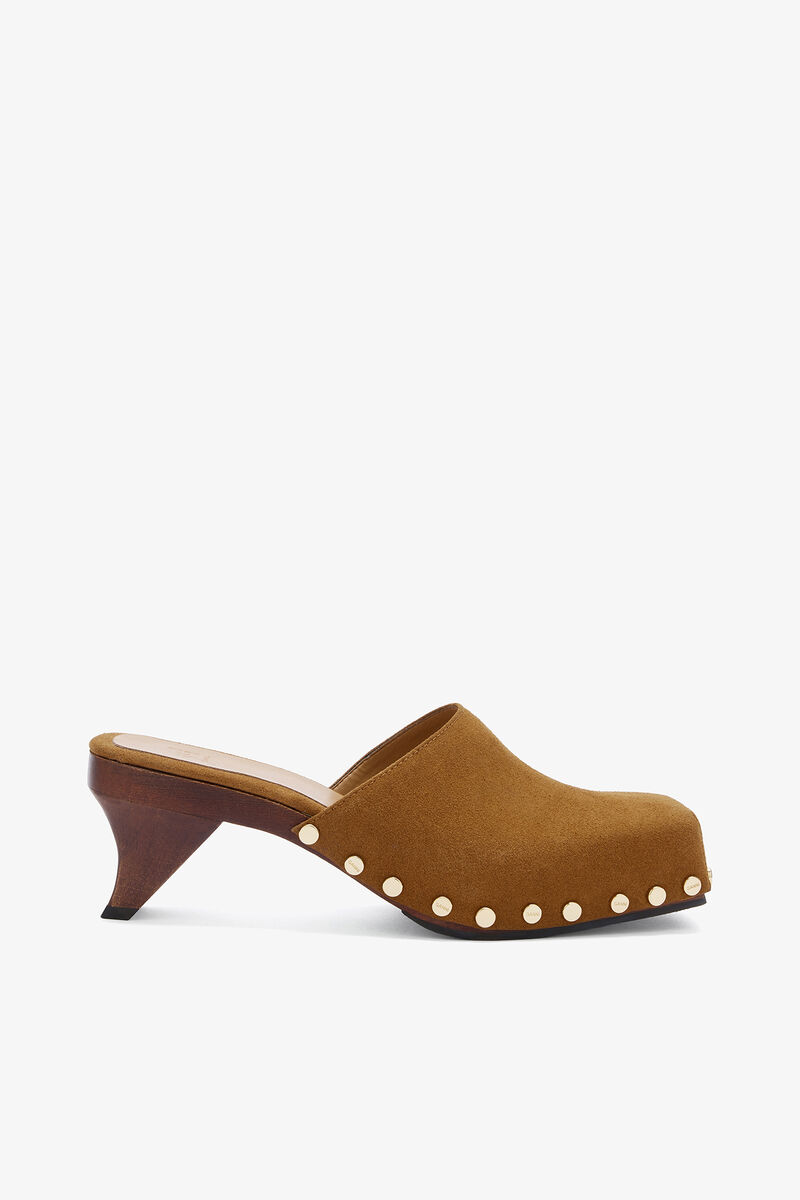 June Sabot Mule in Brown, Leather, in colour Caramel Cafe - 1 - GANNI