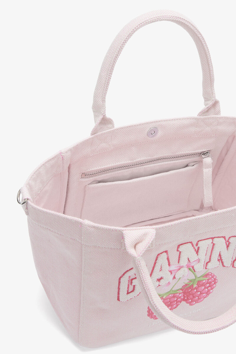Liten toteväska i rosa, Recycled Polyester, in colour Egret - 3 - GANNI