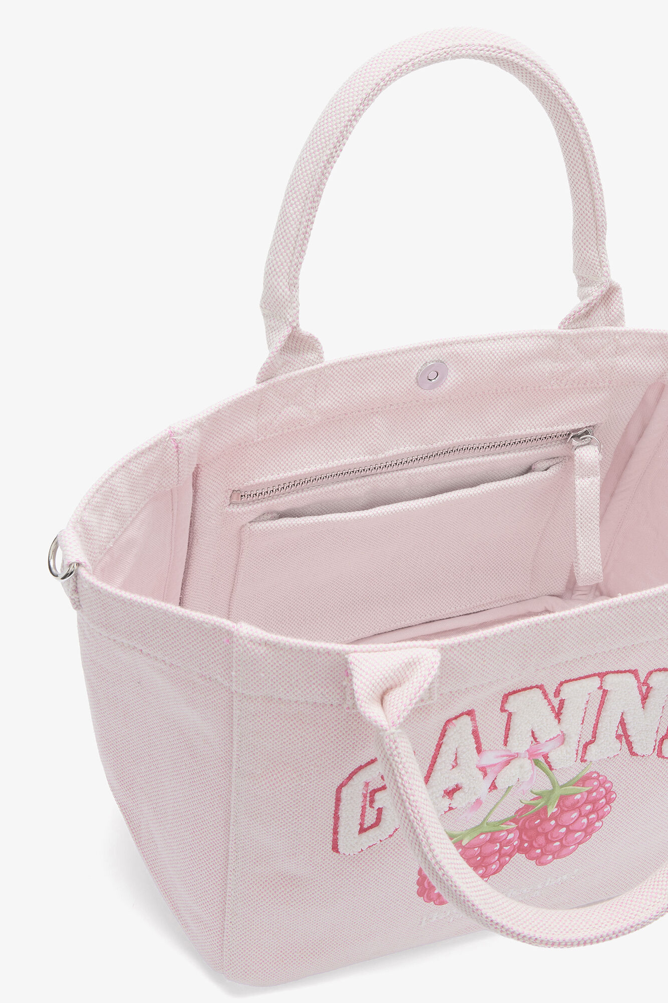 Liten toteväska i rosa, Recycled Polyester, in colour Egret - 3 - GANNI
