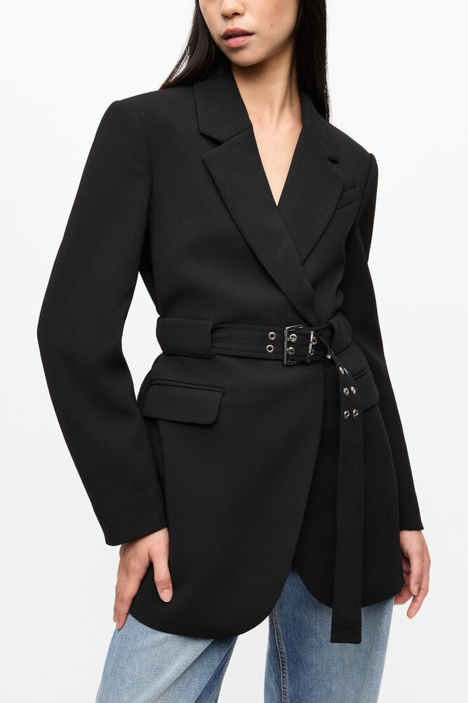 Black Bonded Crepe Blazer, Black