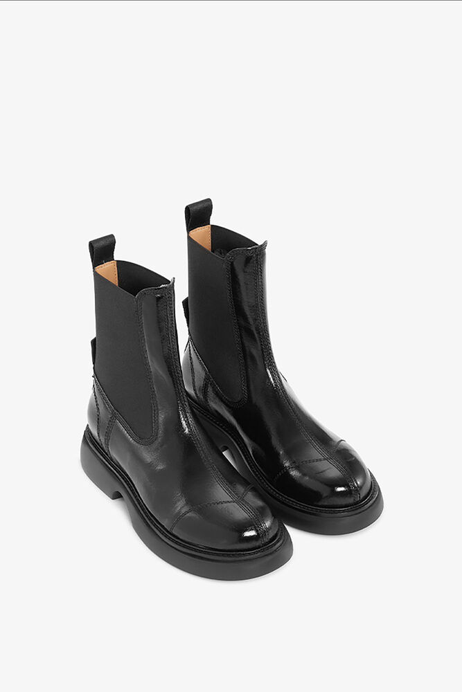 Black Mid Chelsea Boots, Black/Black