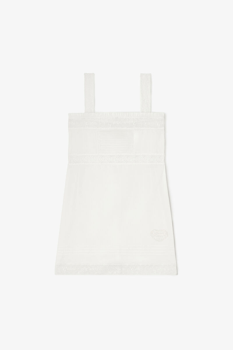 Robe courte en coton blanc, Organic Cotton, in colour Bright White - 1 - GANNI