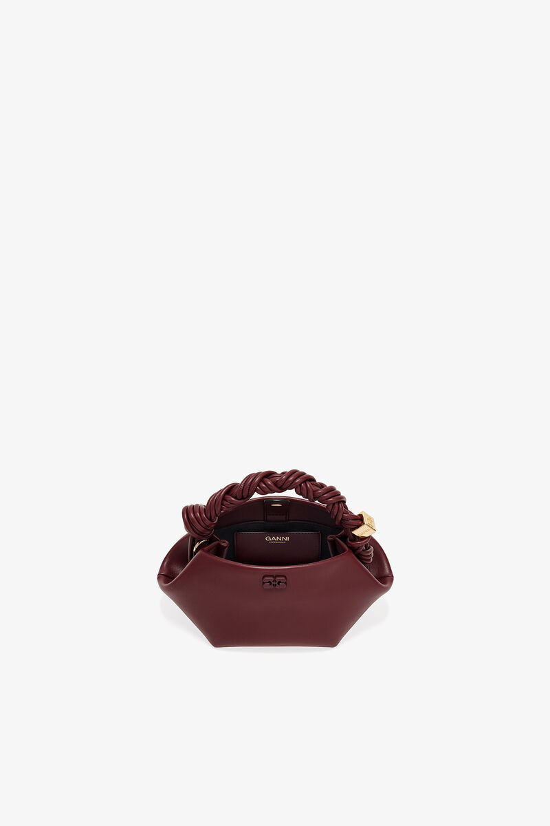 Mini Bou Bag in Burgundy , Recycled Leather, in colour Burgundy - 3 - GANNI