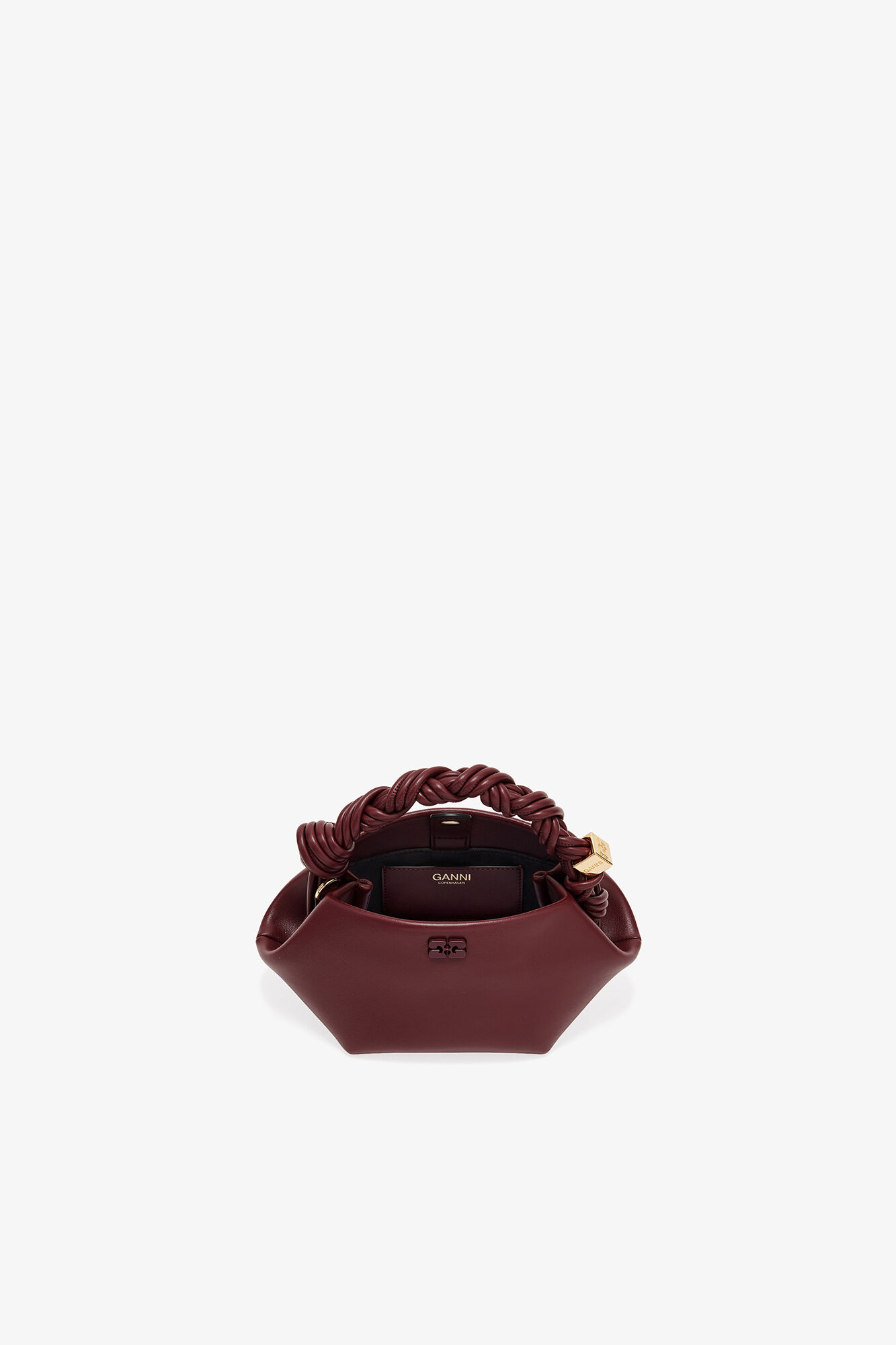 Mini Bou Bag in Burgundy , Recycled Leather, in colour Burgundy - 3 - GANNI