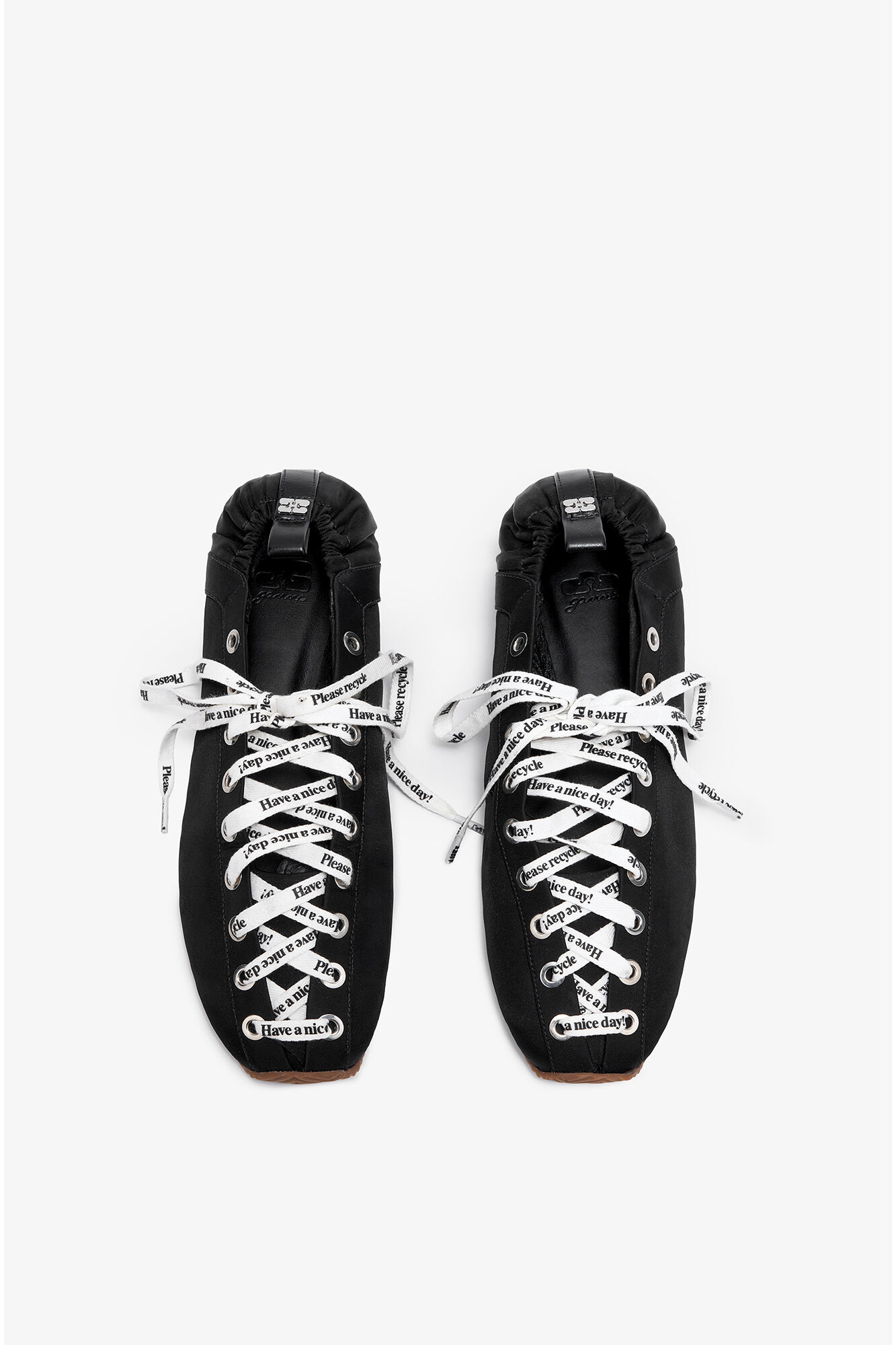 Sporty ballerina noire, Recycled Polyamide, in colour Black - 3 - GANNI