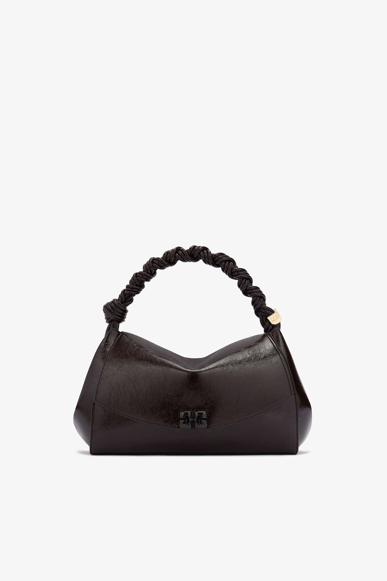 Very Bou Bag in Shine Brown, Polyester, in colour Demitasse - 1 - GANNI