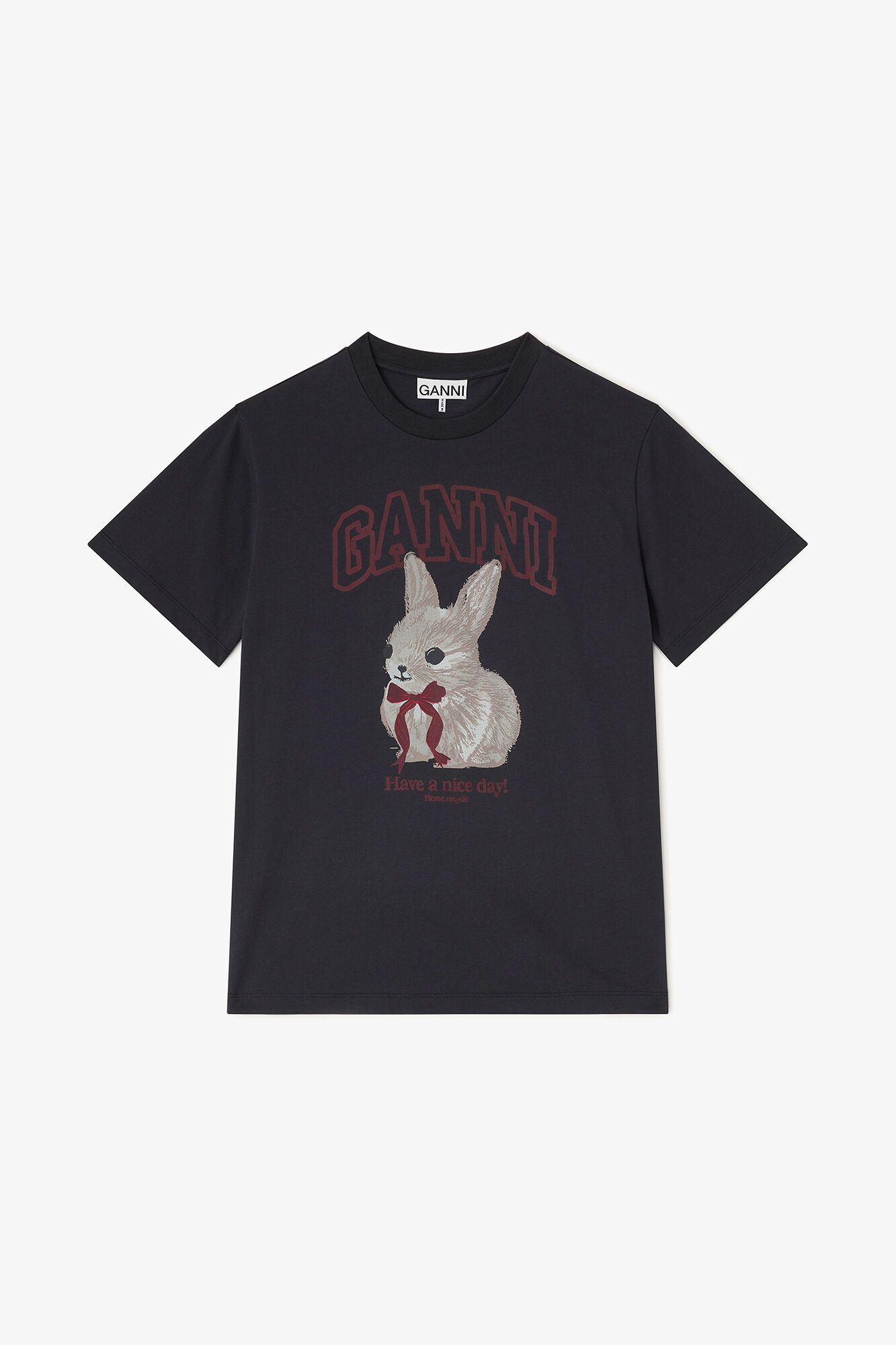 T-shirt à imprimé animal gris, Organic Cotton, in colour Phantom - 1 - GANNI