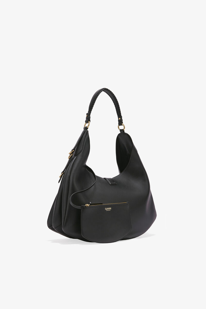 Grand sac Kat noir, Recycled Leather, in colour Black - 2 - GANNI