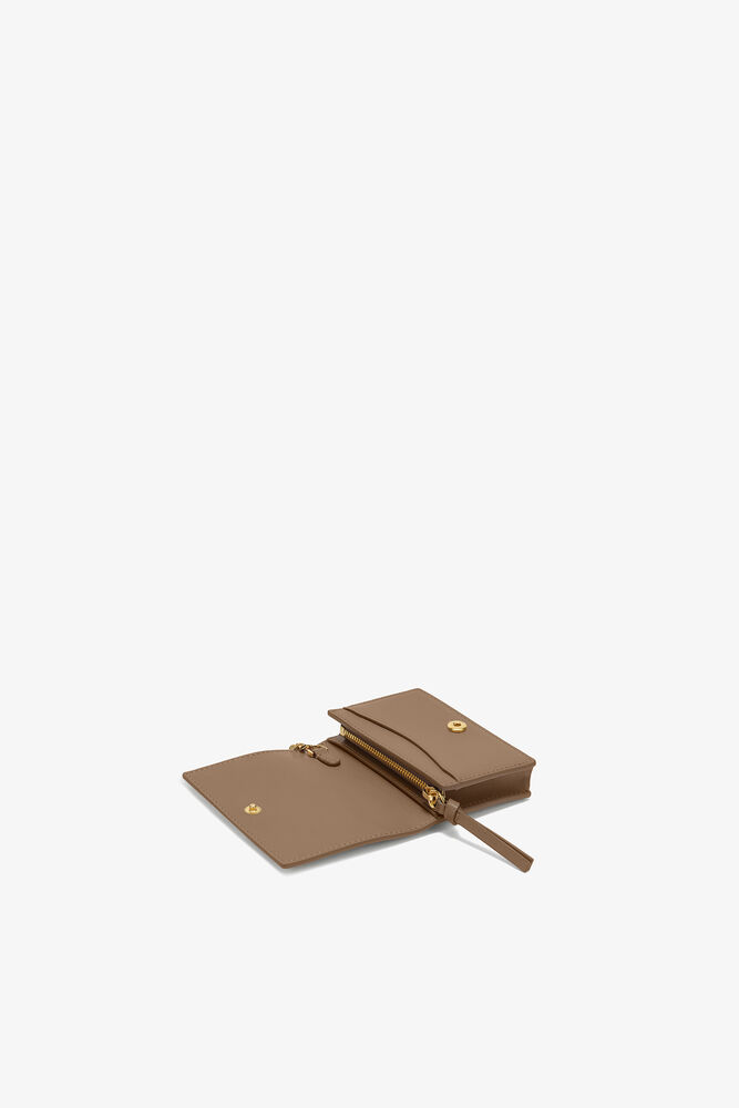 Bou Card Holder with Flap in Brown, Coca Mocha