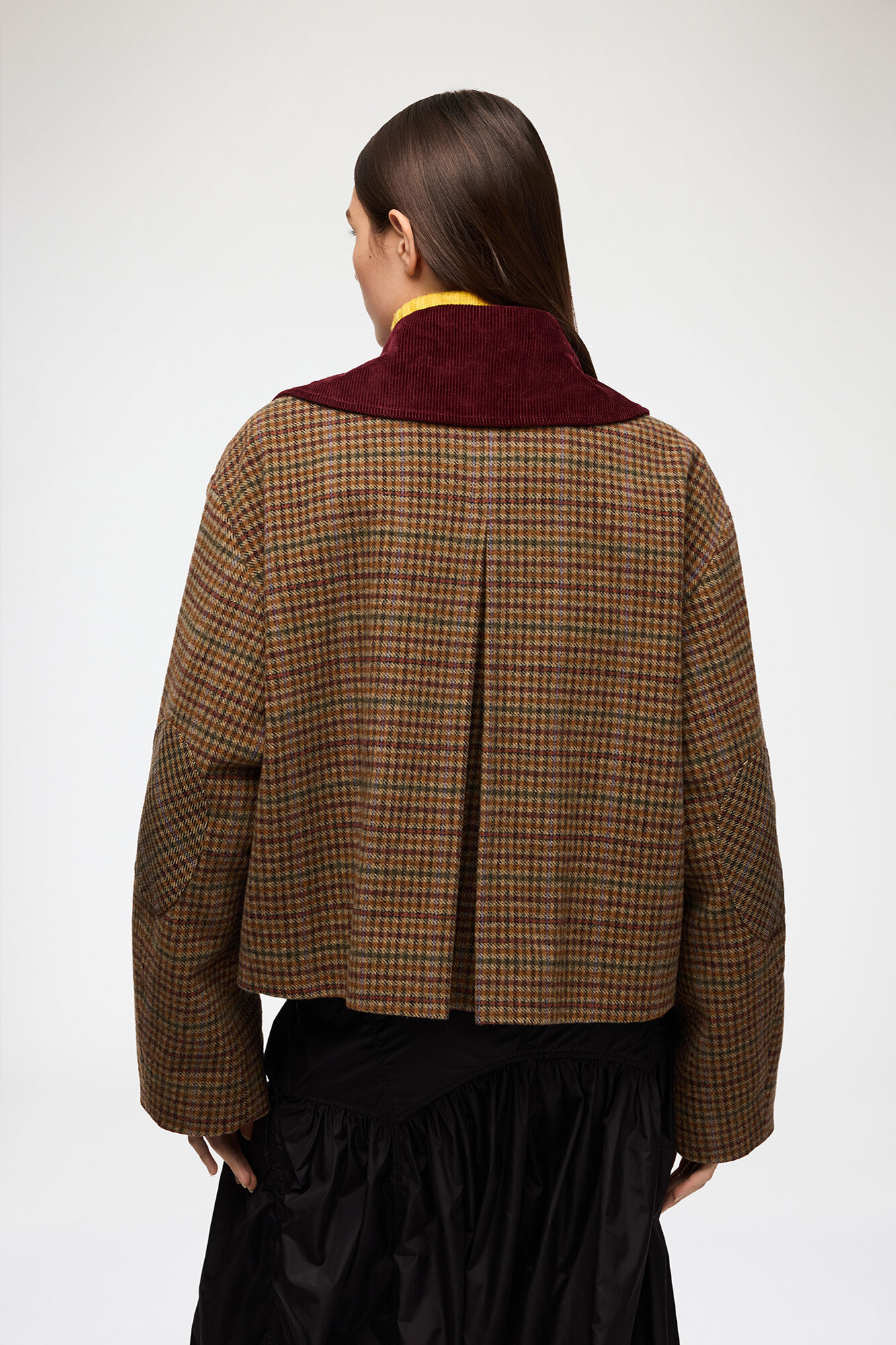 Jacke aus kariertem Twill, Recycled Wool, in colour Multicolour - 3 - GANNI
