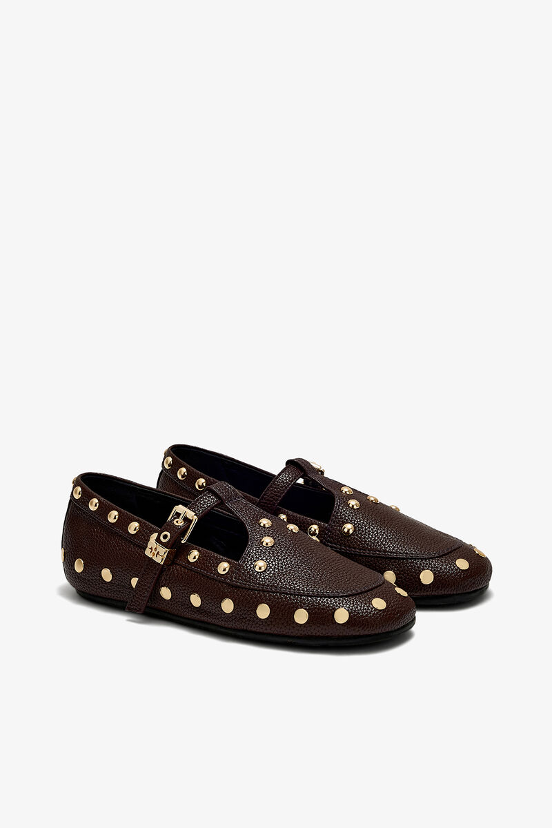 Mary Jenny-mokasiner i brune, Recycled Polyester, in colour Chicory Coffee - 2 - GANNI