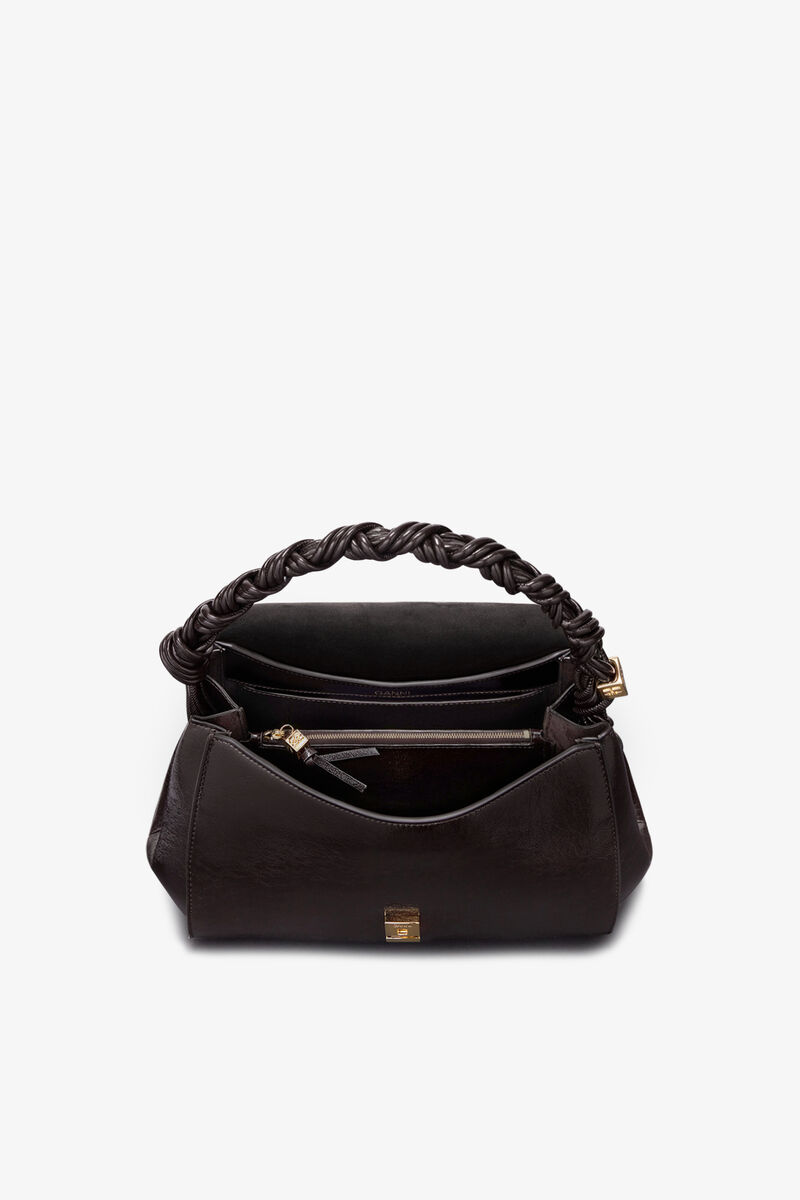 Very Bou Bag in Shine Brown, Polyester, in colour Demitasse - 3 - GANNI