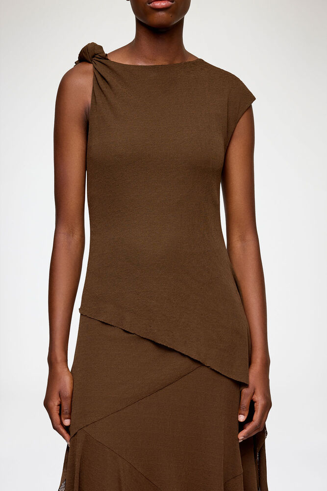 Long Dress in Marl Mesh, Demitasse