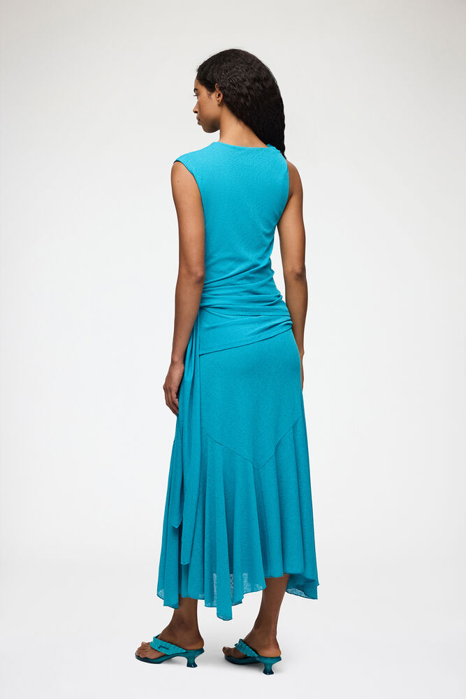 Long Dress in Marl Mesh, River Blue