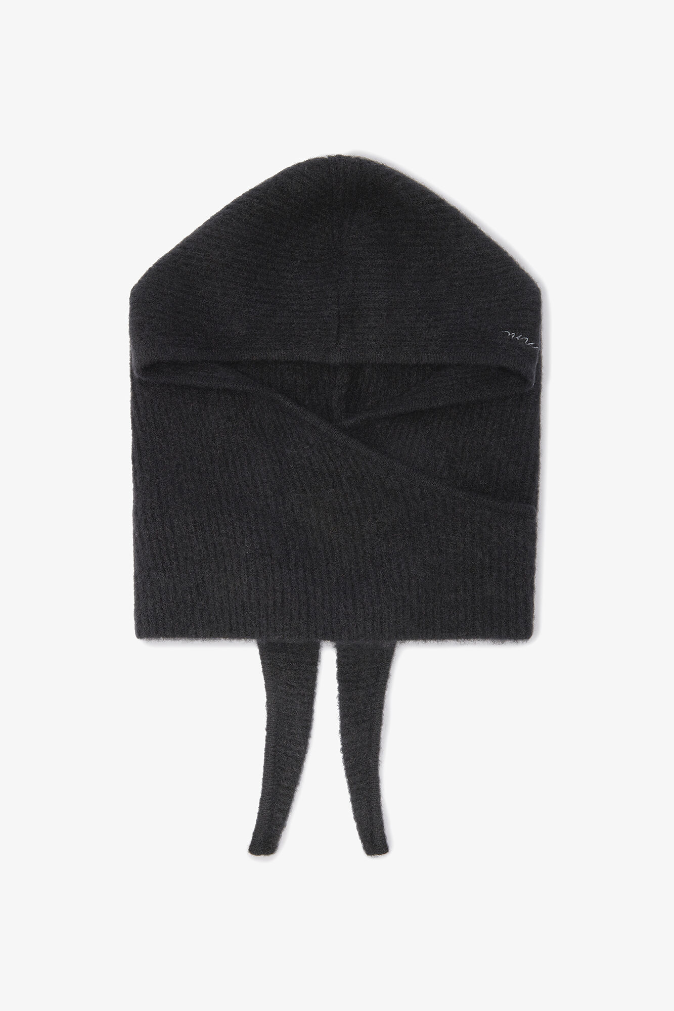 Balaclava in Black Soft Wool, Alpaca, in colour Black - 1 - GANNI
