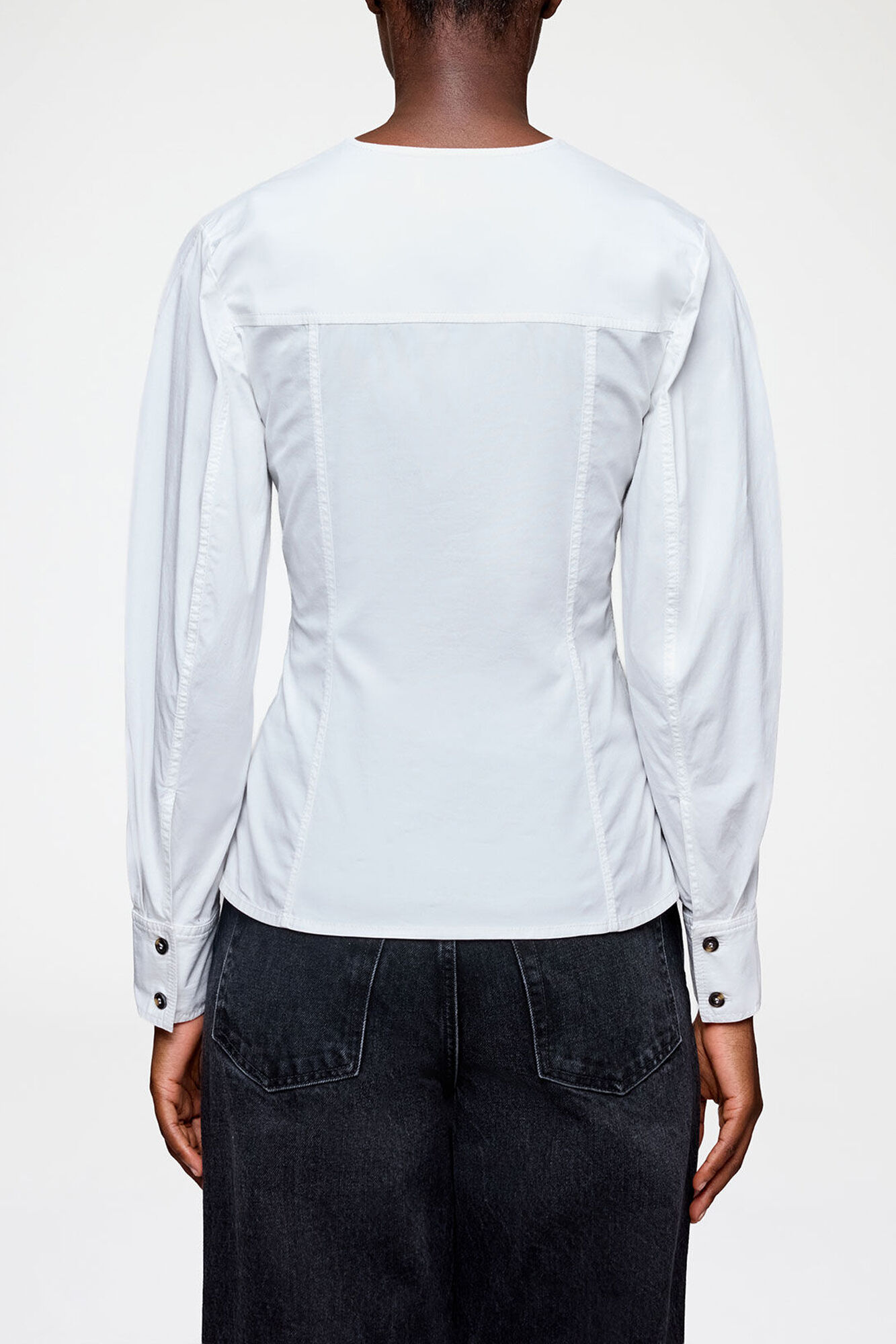 Shirt in White Cotton, Organic Cotton, in colour Bright White - 3 - GANNI