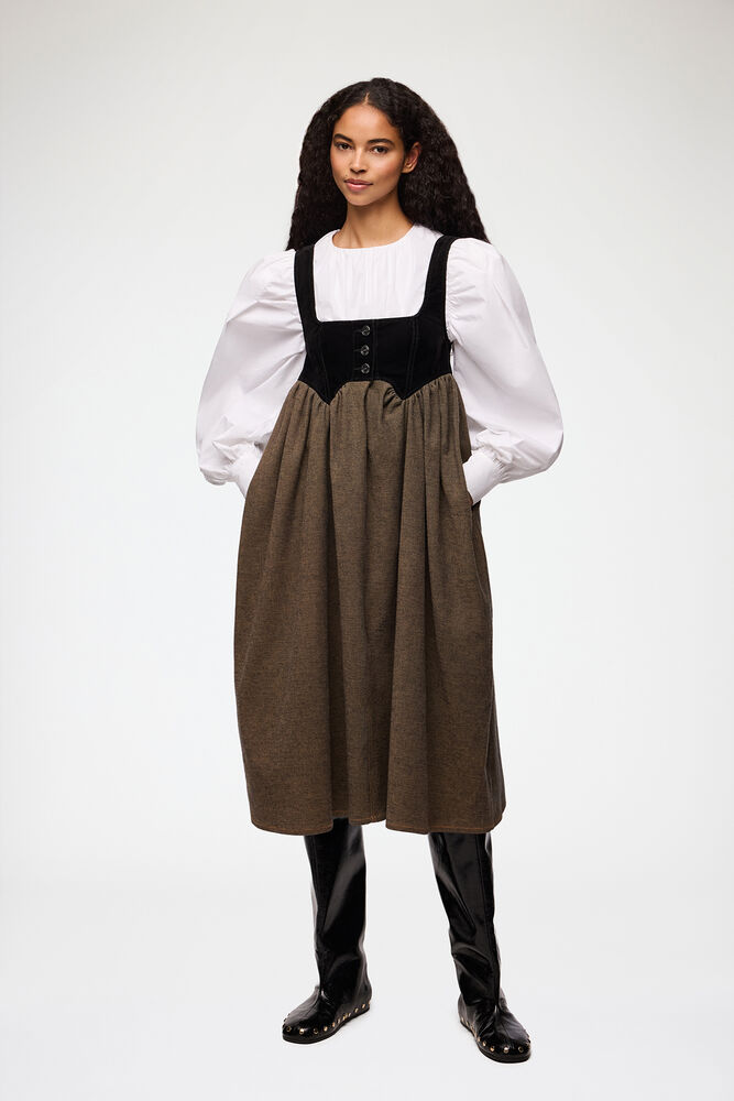 Dress in Neppy Denim, Chicory Coffee