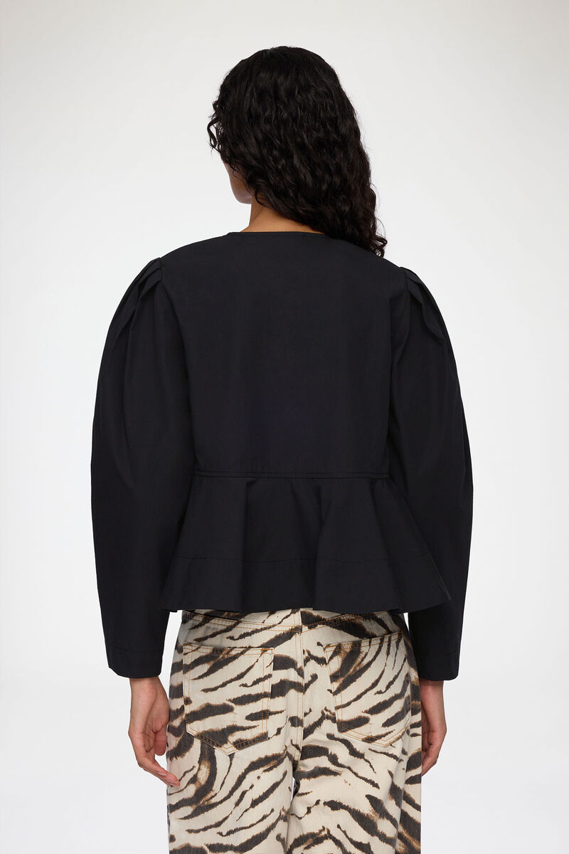 Blouse in Cotton Poplin, Organic Cotton, in colour Black - 3 - GANNI
