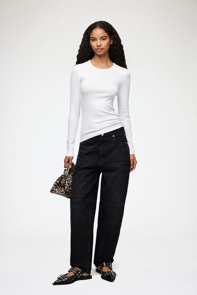 Rib Long-sleeve Top, Bright White