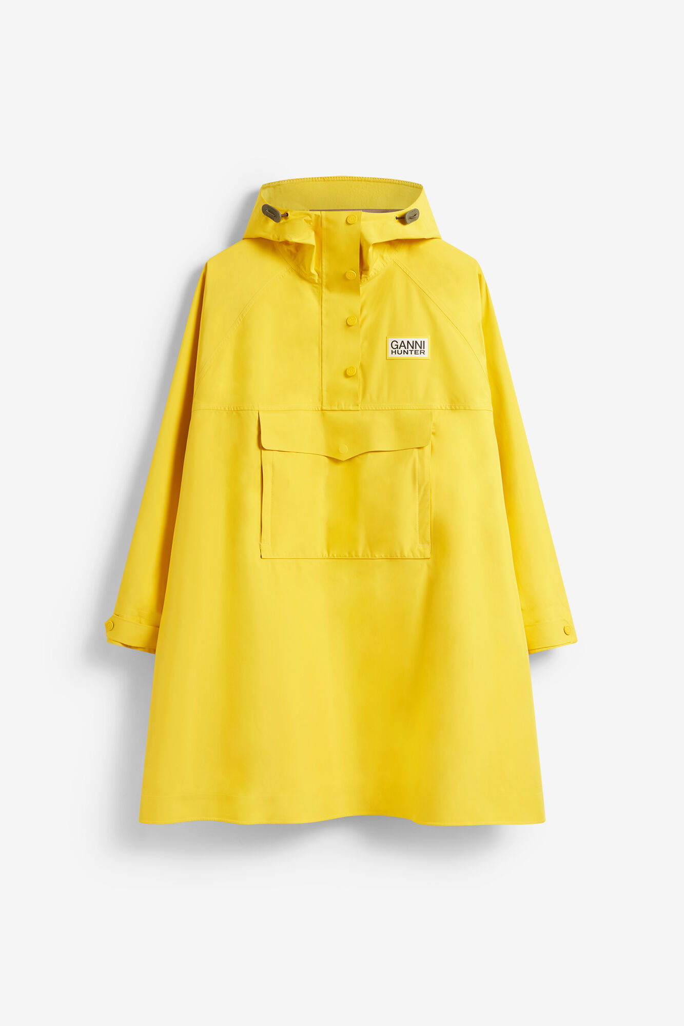 Poncho in 10K Waterproof Shell, Recycled Polyester, in colour Lemon - 1 - GANNI