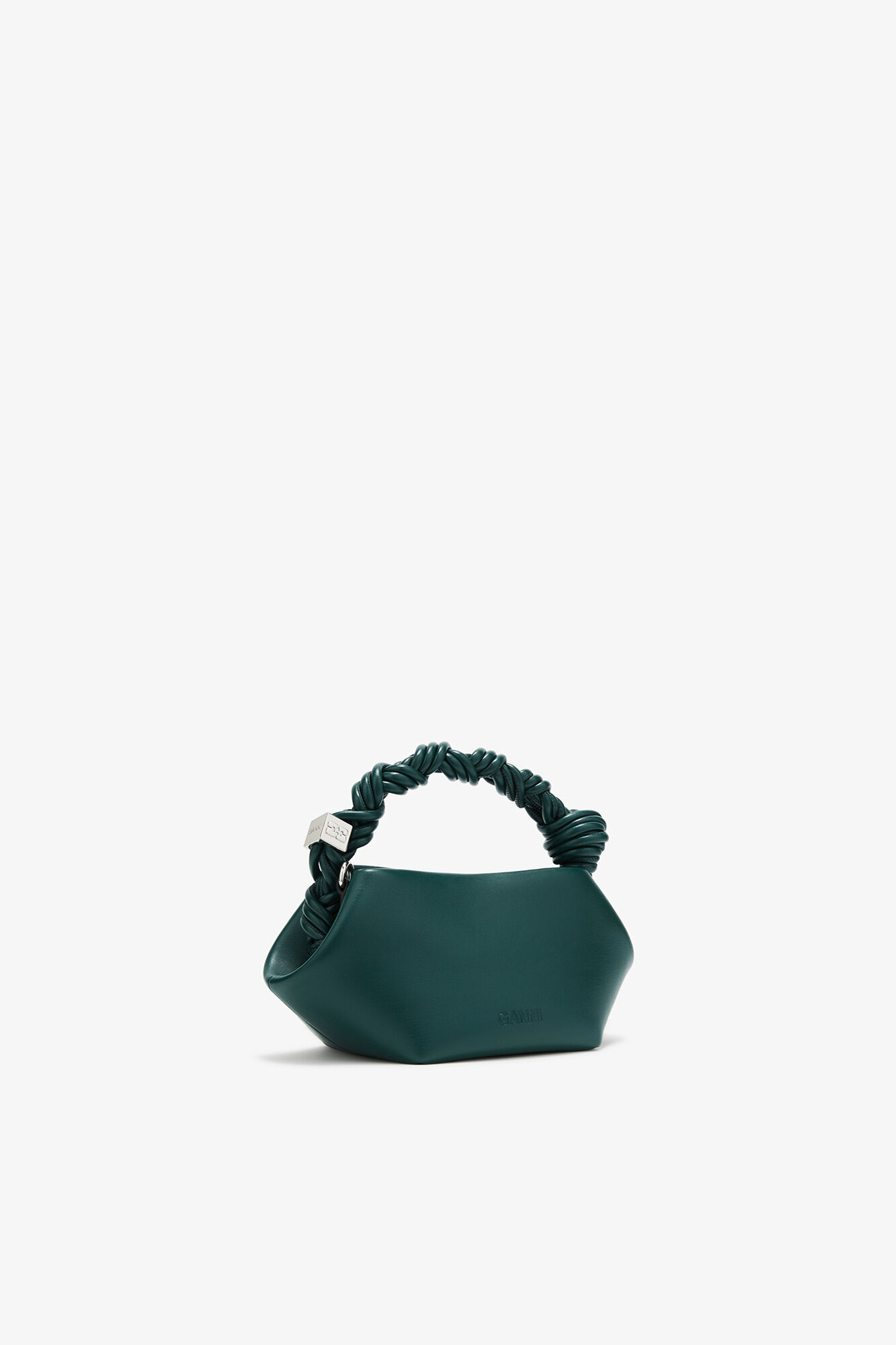 Mini Bou Bag in Green, Recycled Leather, in colour Dark Green - 2 - GANNI