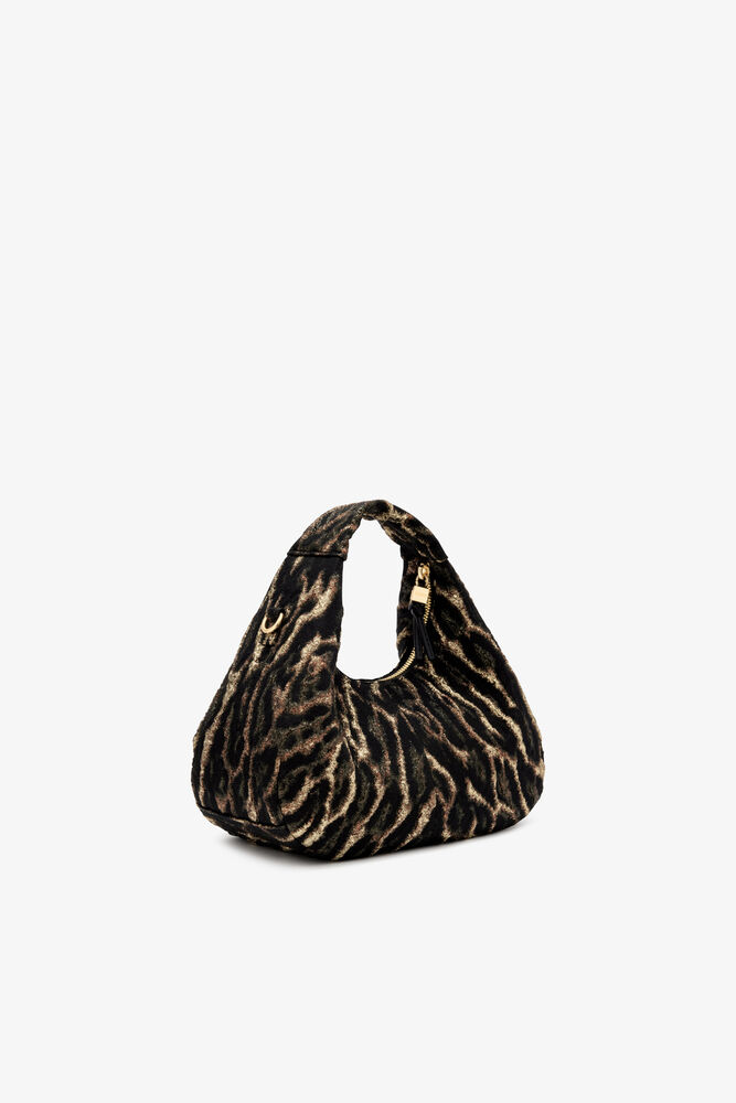 Mini Hobo Bag in Metallic Cloque, Antique Bronze