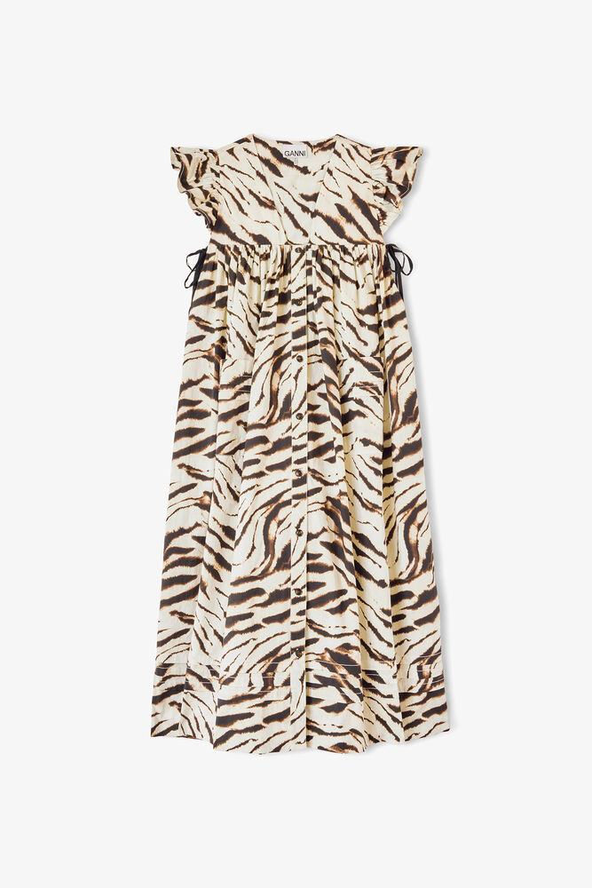 Dress in Printed Cotton, Egret