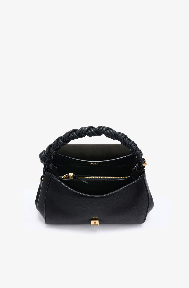 Very Bou Bag in Grained Black, Polyurethane, in colour Black - 3 - GANNI