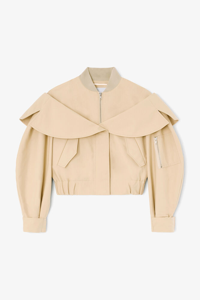 Bomber in Beige Cotton, Warm Sand
