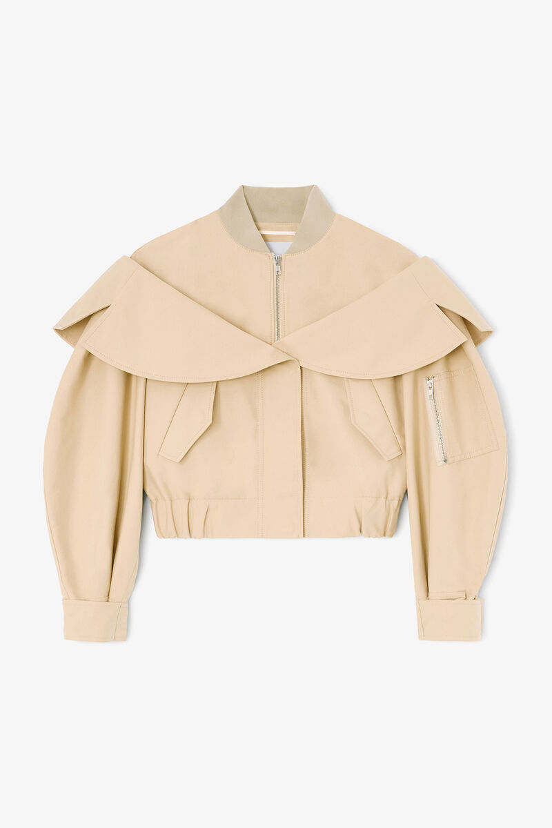 Bomber in Beige Cotton, Organic Cotton, in colour Warm Sand - 1 - GANNI