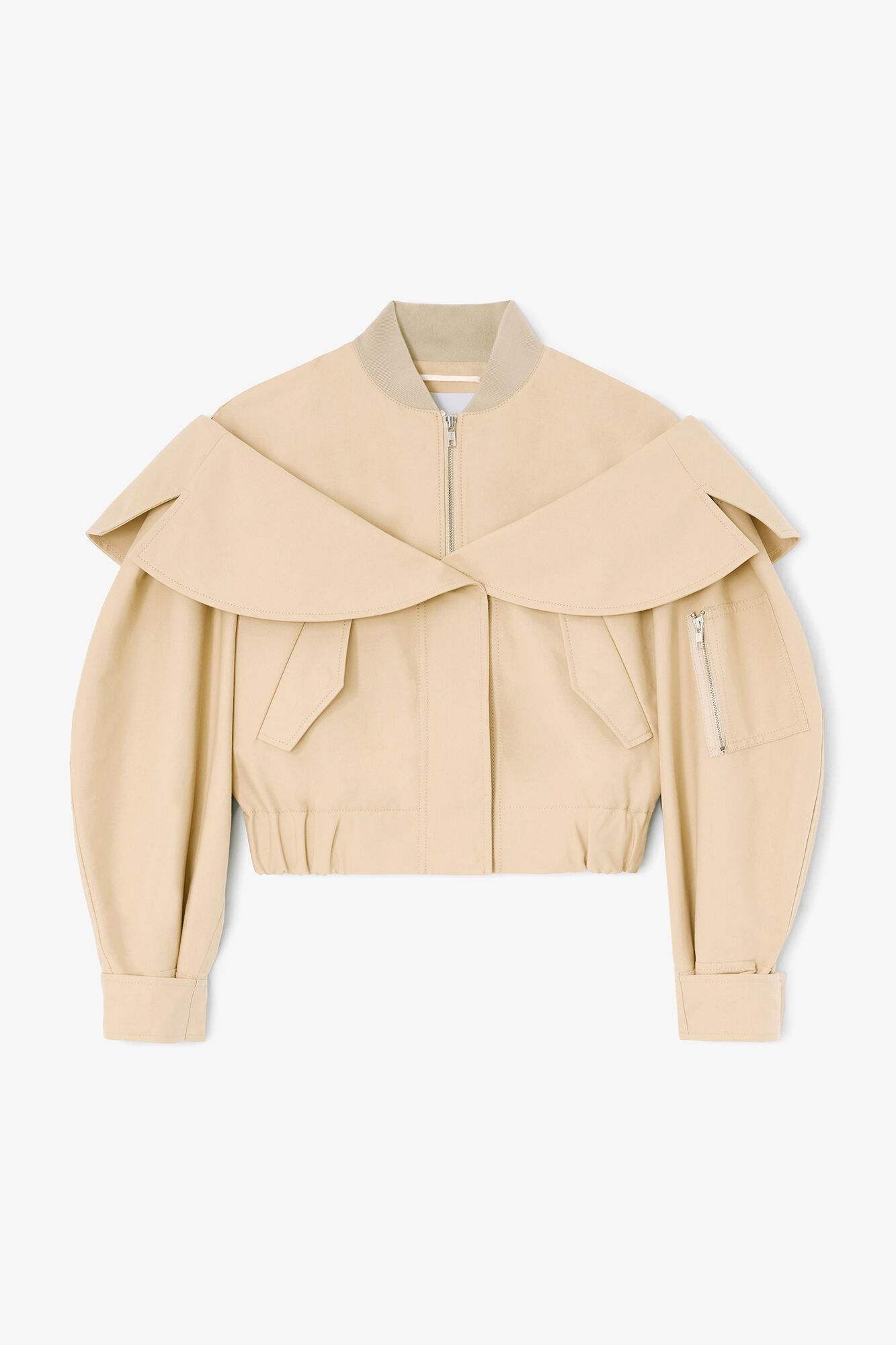Bomber in Beige Cotton, Organic Cotton, in colour Warm Sand - 1 - GANNI