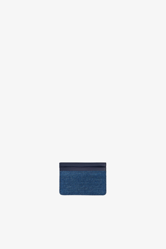 Bou Card Holder with Heart Studs in Denim, Faded Denim