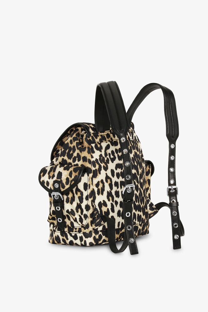 Leopard Small Nylon Bucky Backpack, Leopard