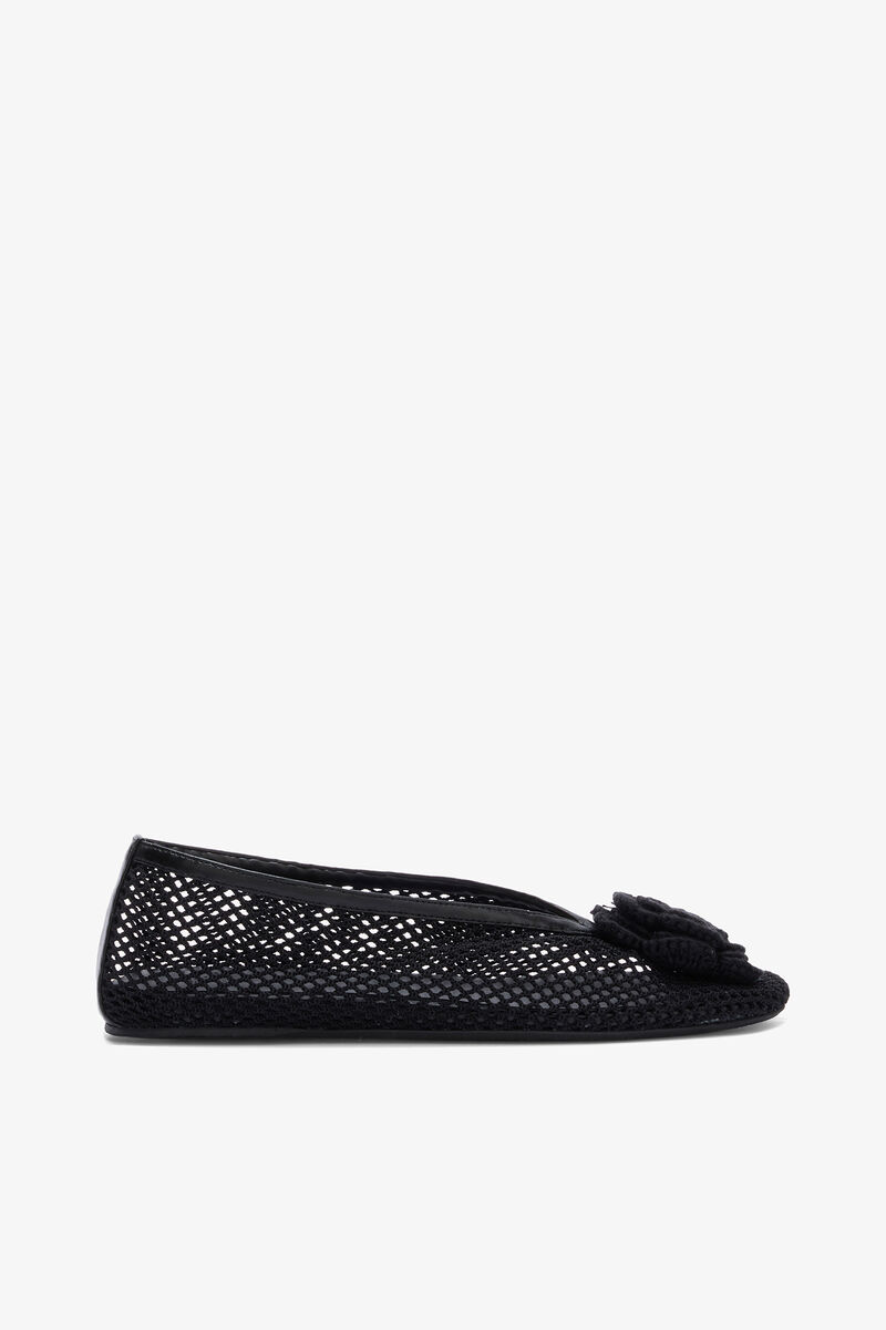 Jenny Ballerina in Black Mesh, Recycled Polyester, in colour Black - 1 - GANNI