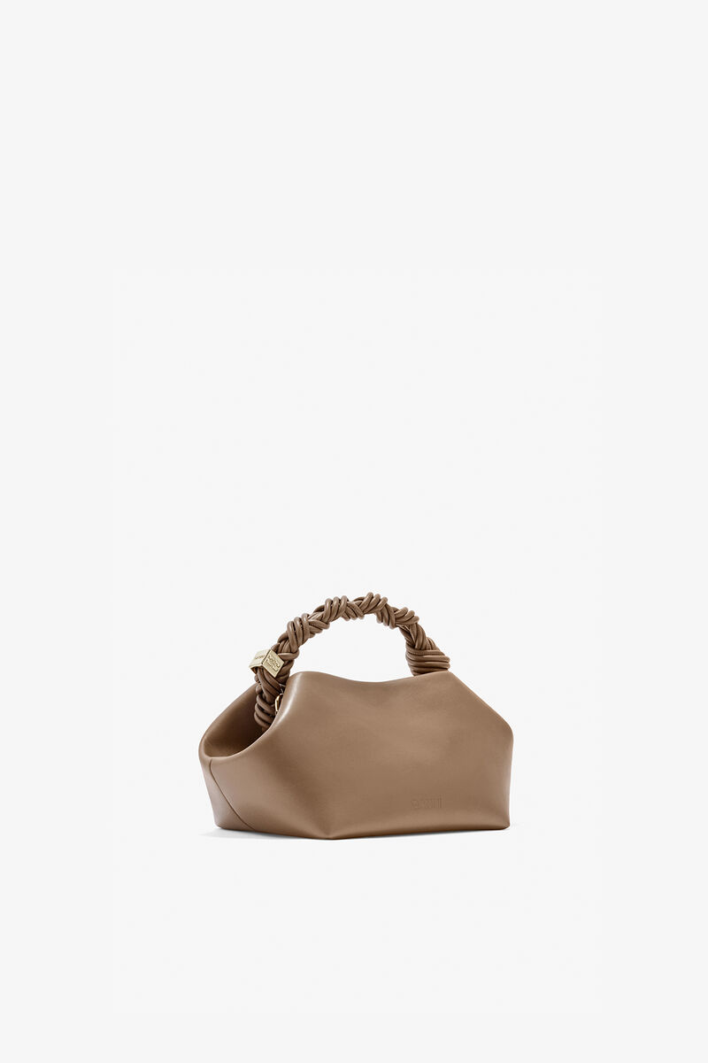 Lille Bou taske i brun, Recycled Leather, in colour Coca Mocha - 2 - GANNI