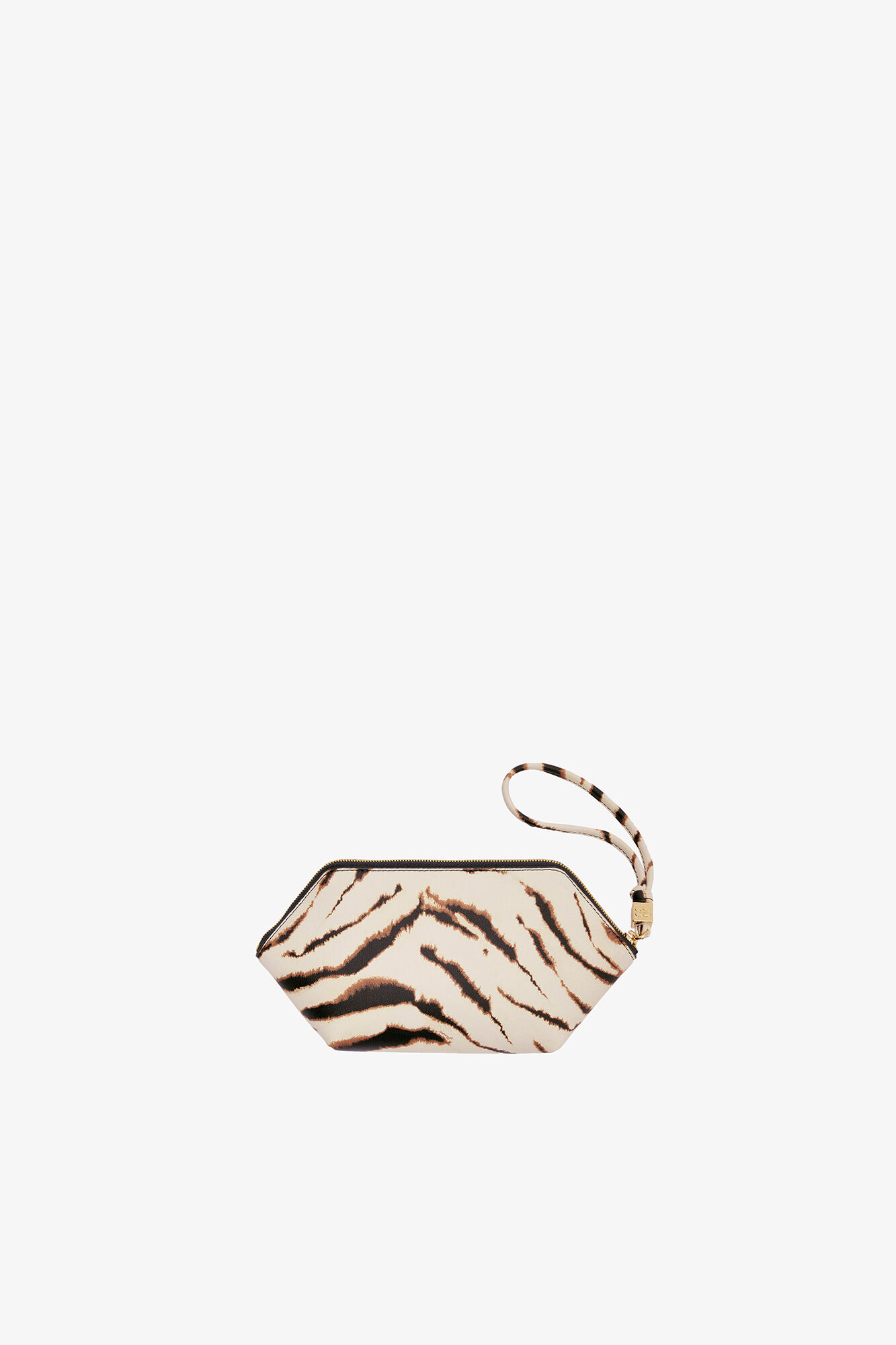 Bou Make-Up Pouch in Zebra, Recycled Polyester, in colour Egret - 2 - GANNI