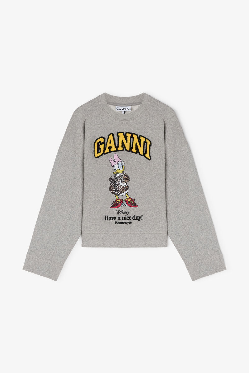 Graues Daisy-Duck-Sweatshirt, Organic Cotton, in colour Paloma - 1 - GANNI