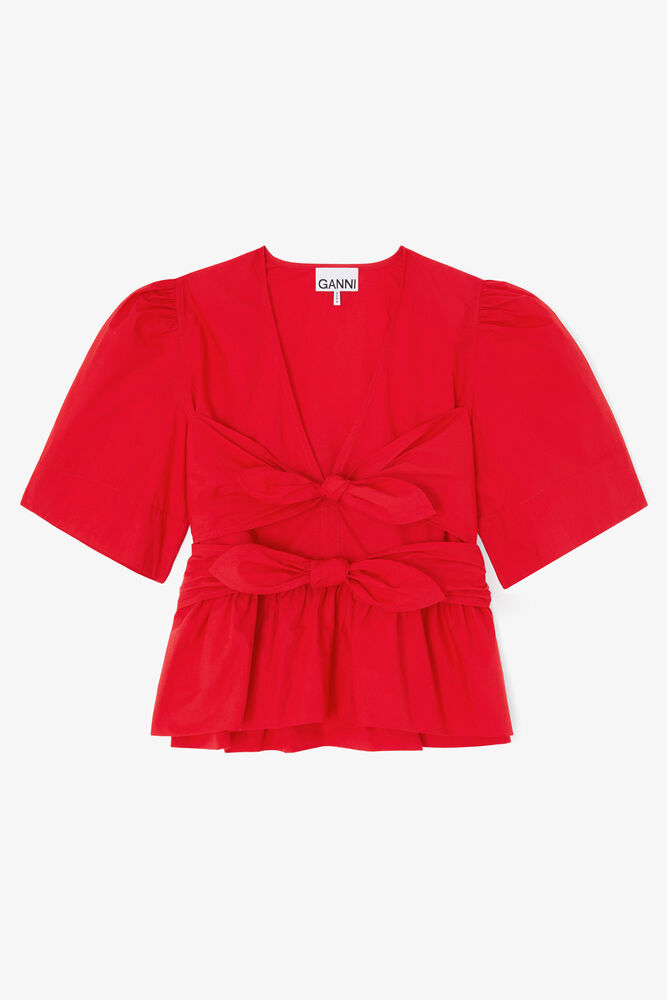 Blouse in Red Cotton, Racing Red
