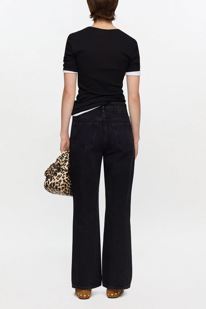 Betzy Cropped Jeans in Black Rigid Denim, Black Washed