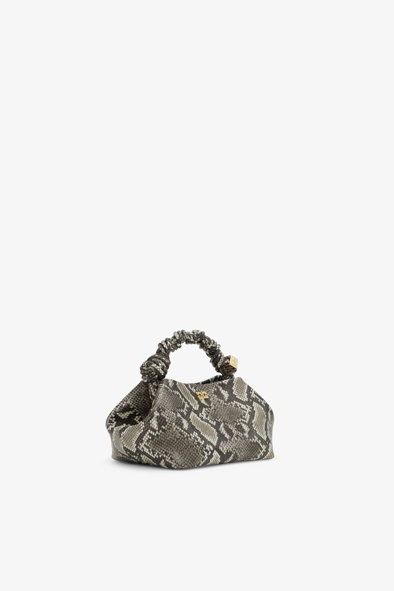 Small Bou Bag in Snake, Recycled Leather, in colour Egret - 2 - GANNI